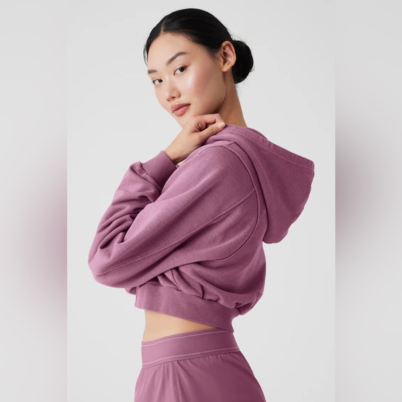 Alo Yoga Washed Sweet Escape Hoodie Breakaway Zip Up - Soft Mulberry Wash XS - Picture 2 of 5